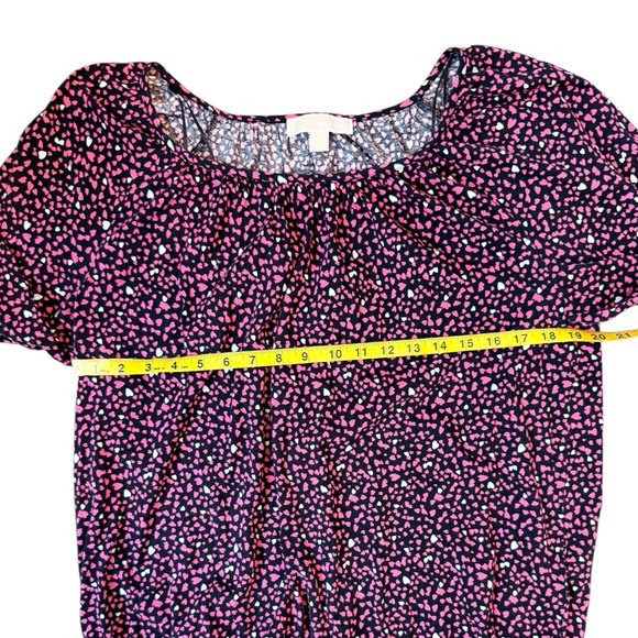 Michael Kors Boat Neck Heart Print Blouse Valentine Cottagecore Size Large - Picture 7 of 8
